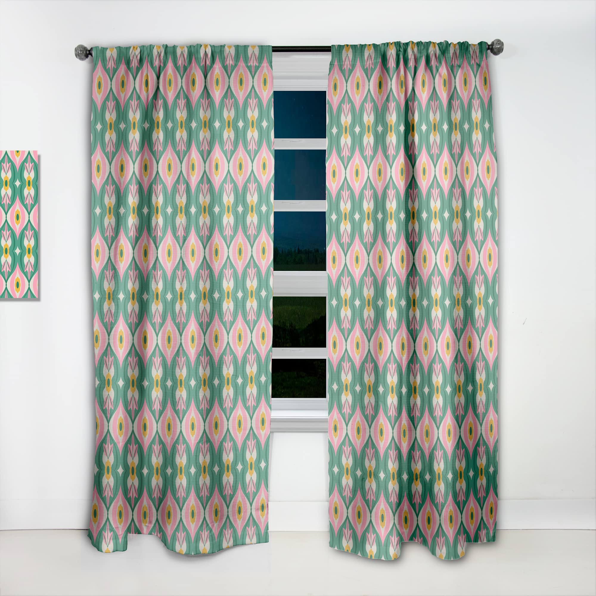 DesignQ Retro Floral Leaf Print Thermal Insulated Curtain Panel - 52x84 Inch - Blackout Drapes for Bedroom & Living Room - Perfect for Home Decor, Privacy & Energy Efficiency