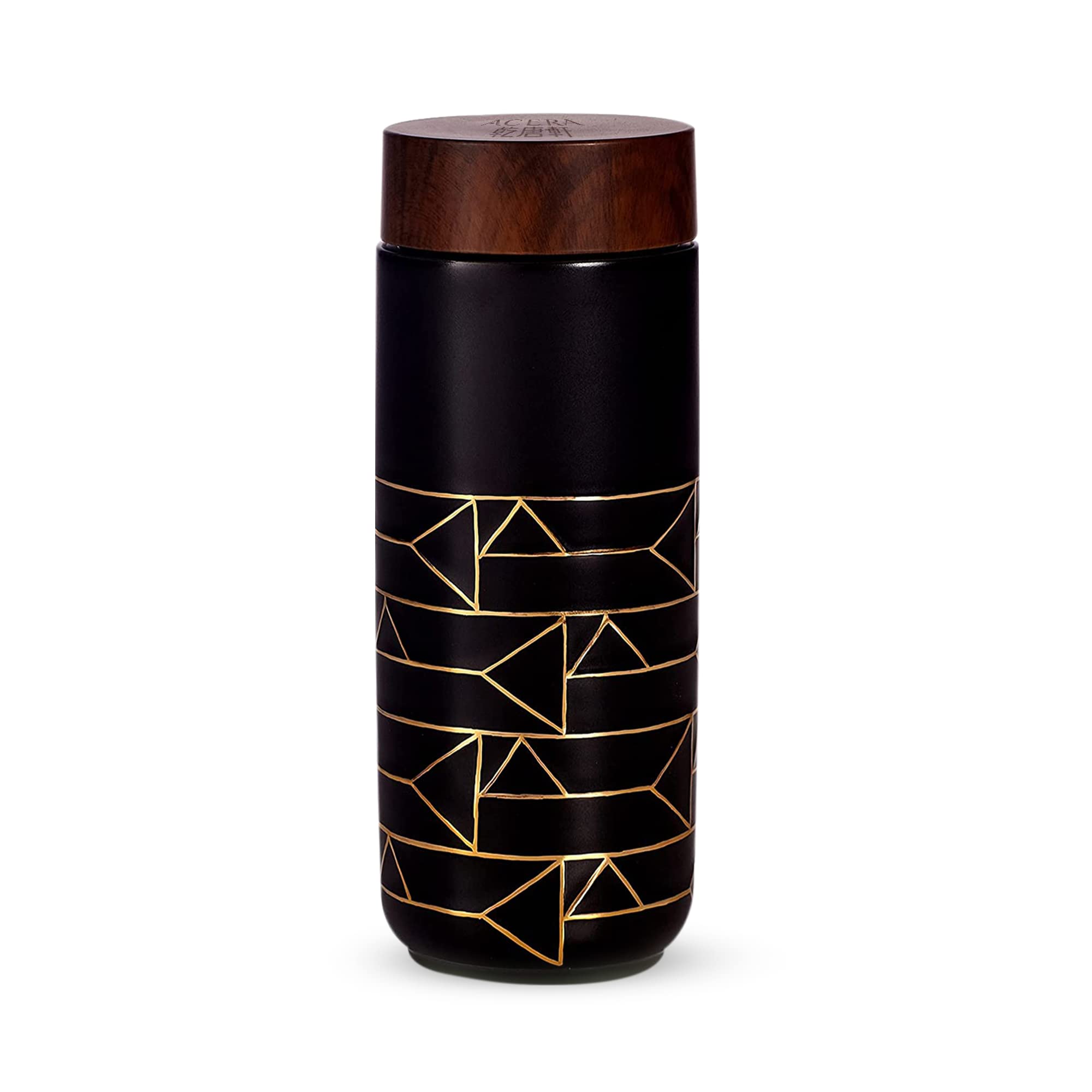 ACERA Liven - Premium Double Wall Insulated Travel Mug with Leak-Proof Lid | Ceramic Tourmaline Water Bottle for Coffee, Tea & Juice | Thermal Tumbler for Office, Gym & Outdoor Adventures (Black)