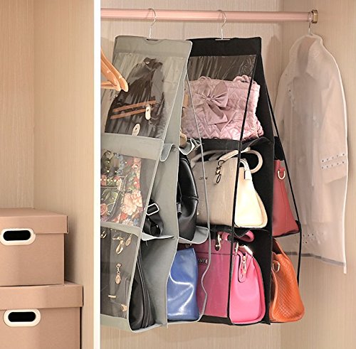 Hanging Handbag Organizer - 6 Large Pockets Dustproof Purse Storage for Closet & Wardrobe | Perfect for Handbags, Clutches & Accessories Organization