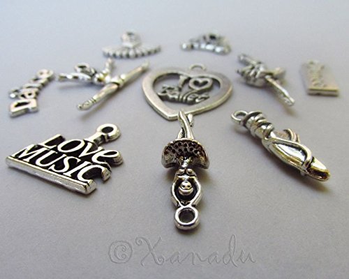 Dance Charms 10 Pc Mix Ballet Jazz Dancer Pendants - Jewelry Making Supplies for DIY Bracelets, Necklaces, and Dance Costume Accessories by Charm Crazy