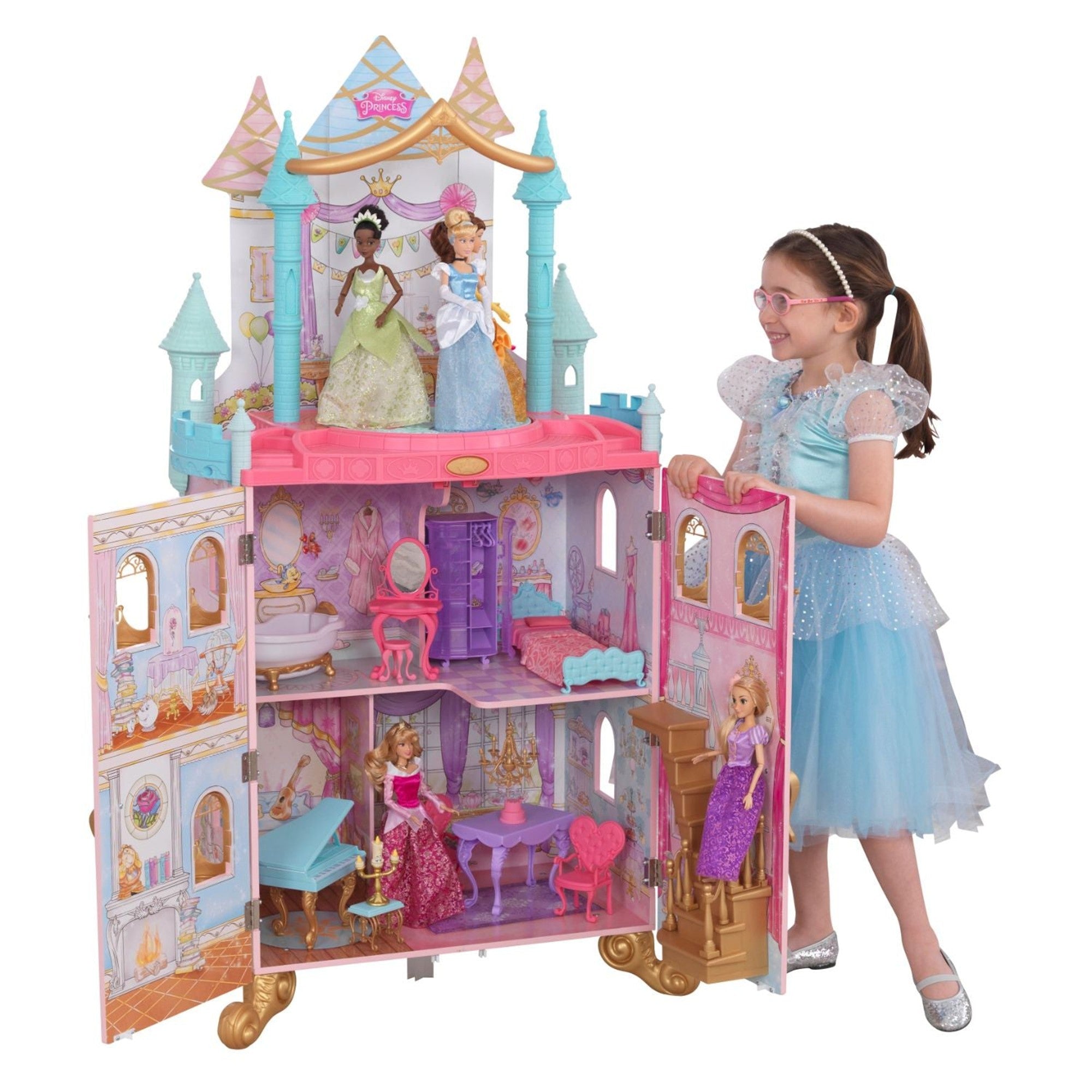 KidKraft Disney Princess Dance & Dream Dollhouse - Large Wooden Doll House with Furniture & Accessories for Kids Ages 3+ | Perfect for Pretend Play & Imaginative Fun