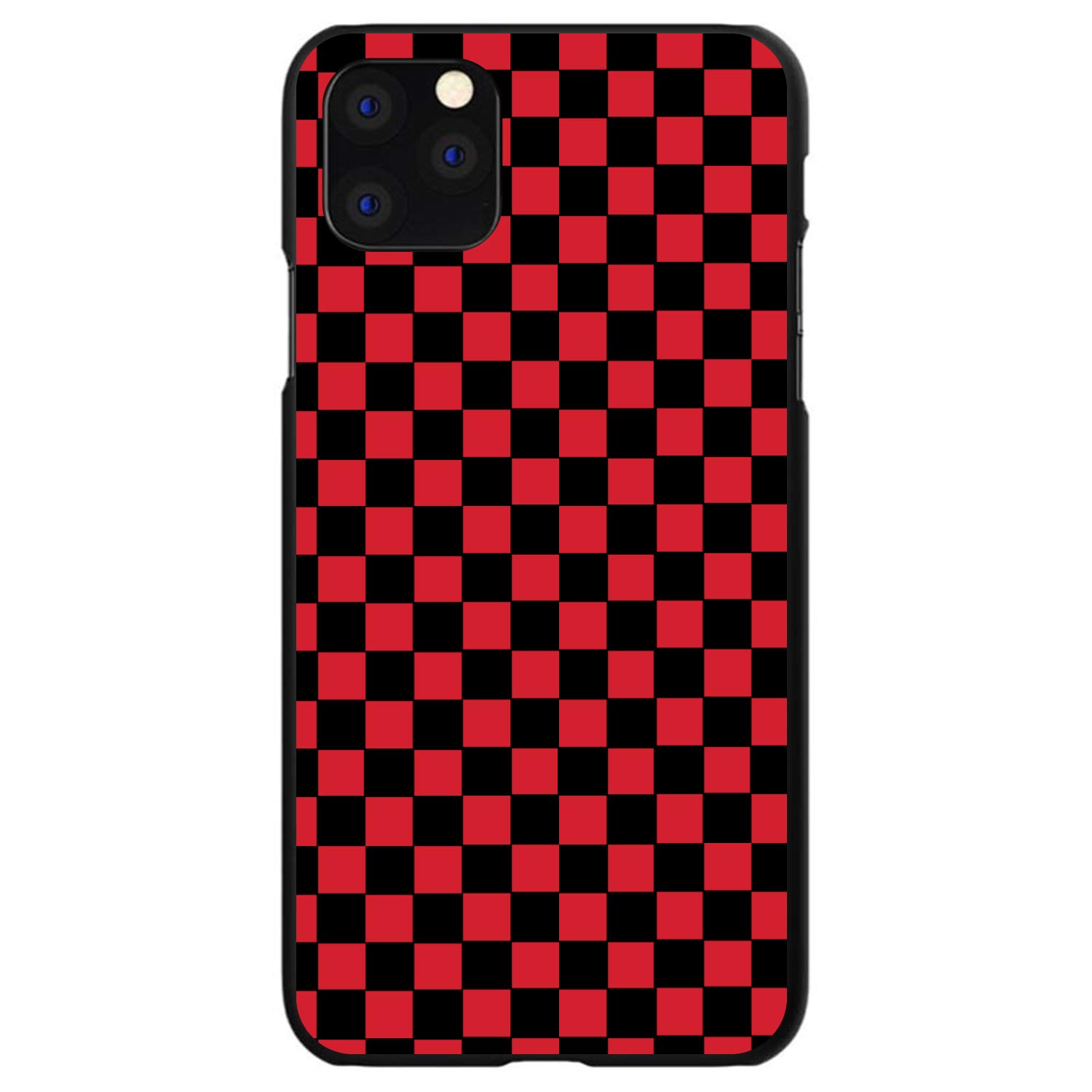 DistinctInk Ultra Slim Hard Plastic Case for iPhone 13 Pro Max (6.7 Inch) - Black & Red Checkered Flag Geometric Design Protective Cover - Perfect for Everyday Use, Travel and Sports Protection