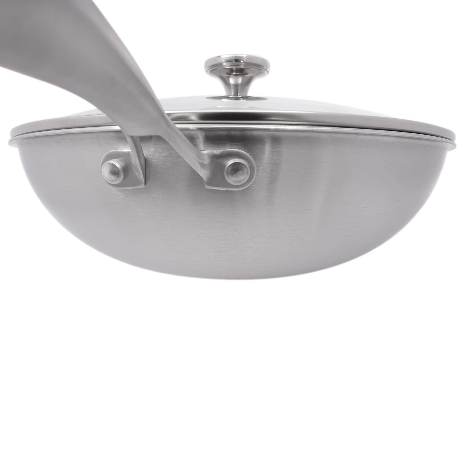 30cm Duoruameng Stainless Steel Induction Wok Pan with Tempered Glass Lid - Compatible with Gas & Induction, Easy to Clean - Perfect for Stir-Frying, Sautéing & Asian Cooking