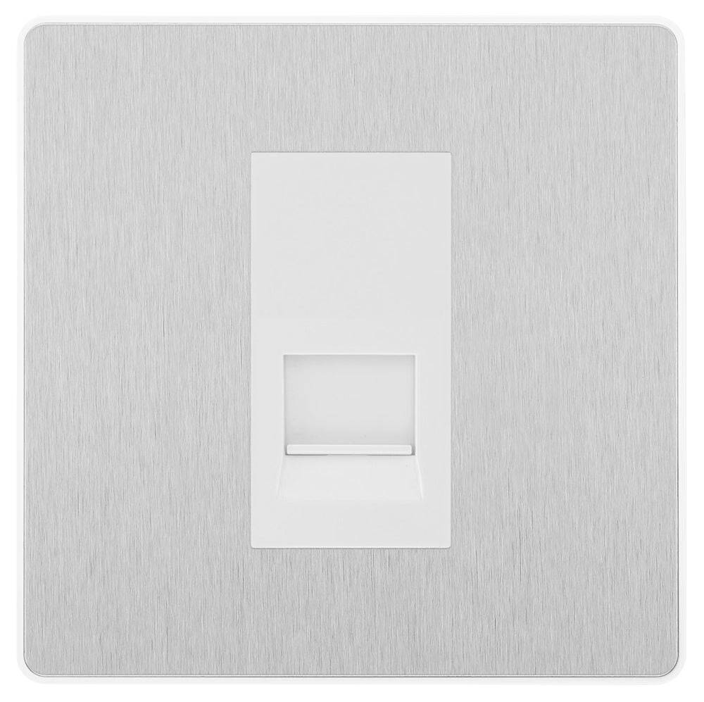 BG Evolve Brushed Steel Secondary Telephone Socket PCDBSBTS1W - Wall-Mounted Phone Jack for Home & Office Connectivity