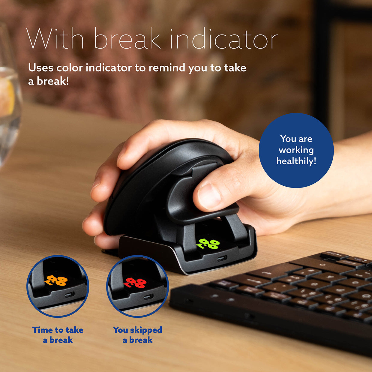 R Go Twister Mouse - Ergonomic Wireless Computer Mouse for Laptop & PC - Comfortable Grip for Office, Gaming & Home Use