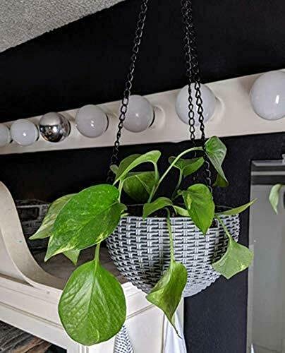 Rattan Plastic Hanging Basket - Round Resin Flower Pot for Indoor & Outdoor Plants - Small Brown Garden Planter for Balcony, Patio, and Home Decor