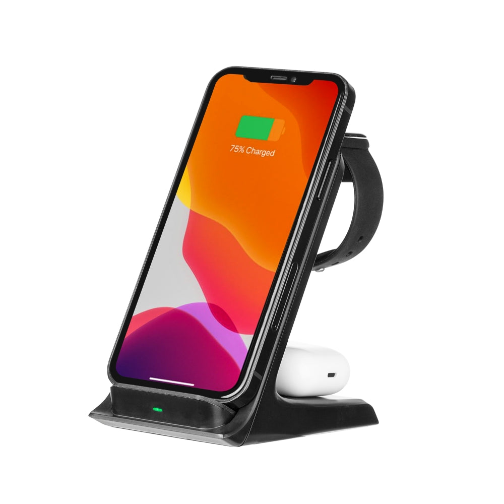 3sixT 3-in-1 Wireless Charging Station with USB-C & AC Adapter - Fast Charging for iPhone, Android & AirPods | Perfect for Home, Office & Travel