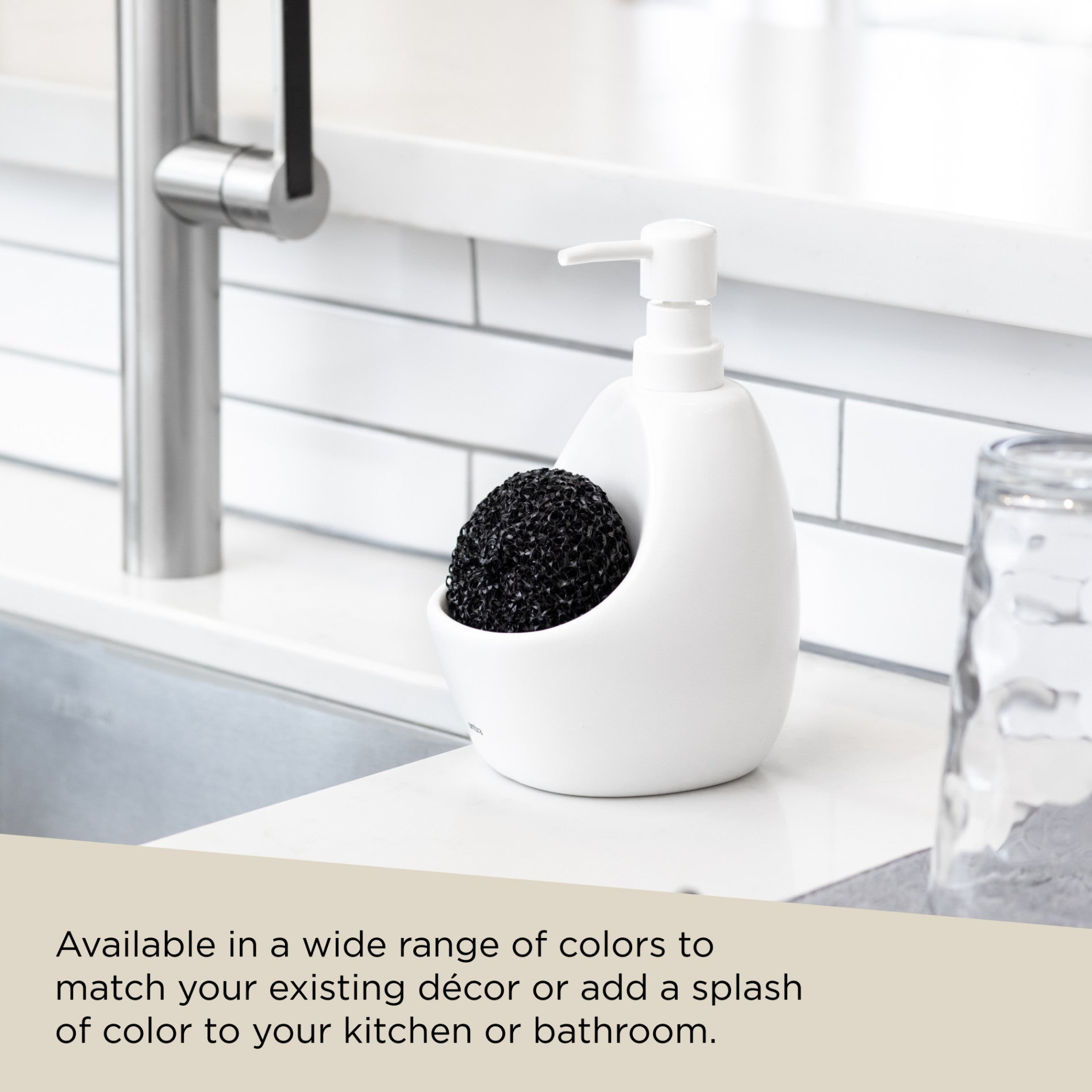 Joey Soap Pump & Scrubby - Hands-Free Foaming Soap Dispenser with Exfoliating Scrubber for Kitchen, Bathroom, and Sink - Perfect for Dishwashing, Hand Washing, and Deep Cleaning