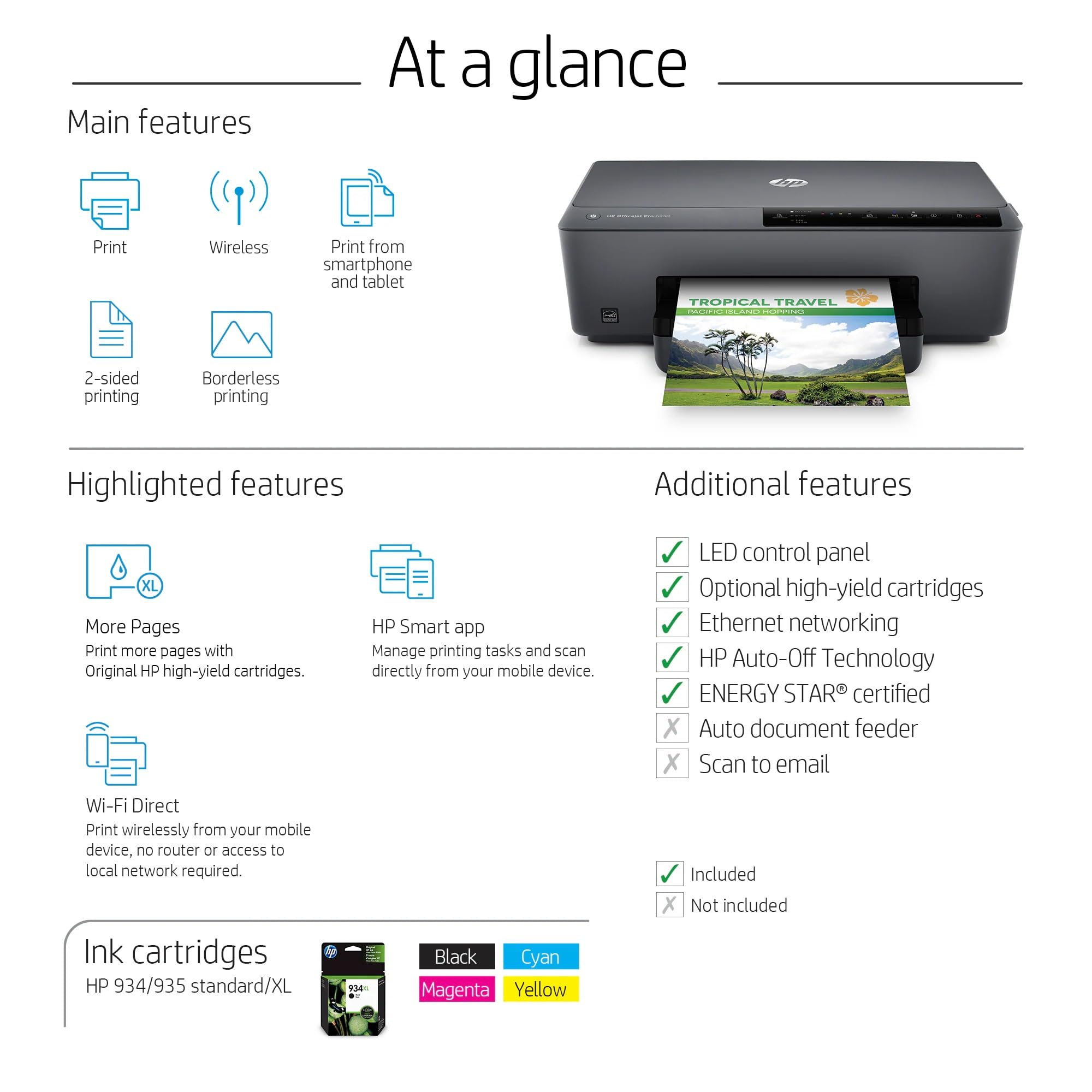 HP OfficeJet Pro 6230 Wireless All-in-One Printer | 18ppm Black & 10ppm Color | Duplex Printing | Mobile & Cloud Printing | Compatible with HP Smart App | Ideal for Home Office & Small Business (Renewed) E3E03A