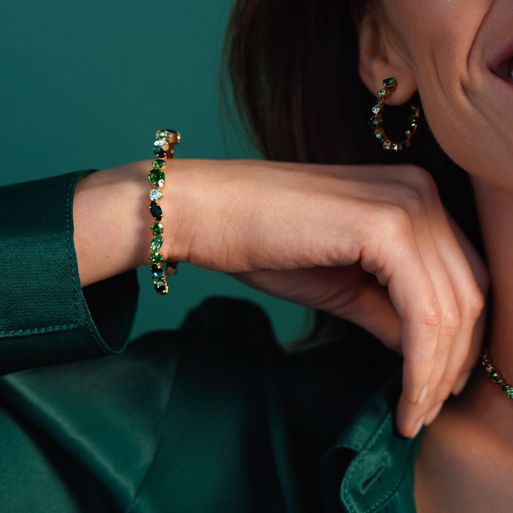 Antonia Green Bangle Bracelet Set - Trendy Boho Jewelry for Women, Perfect for Parties, Weddings & Everyday Wear