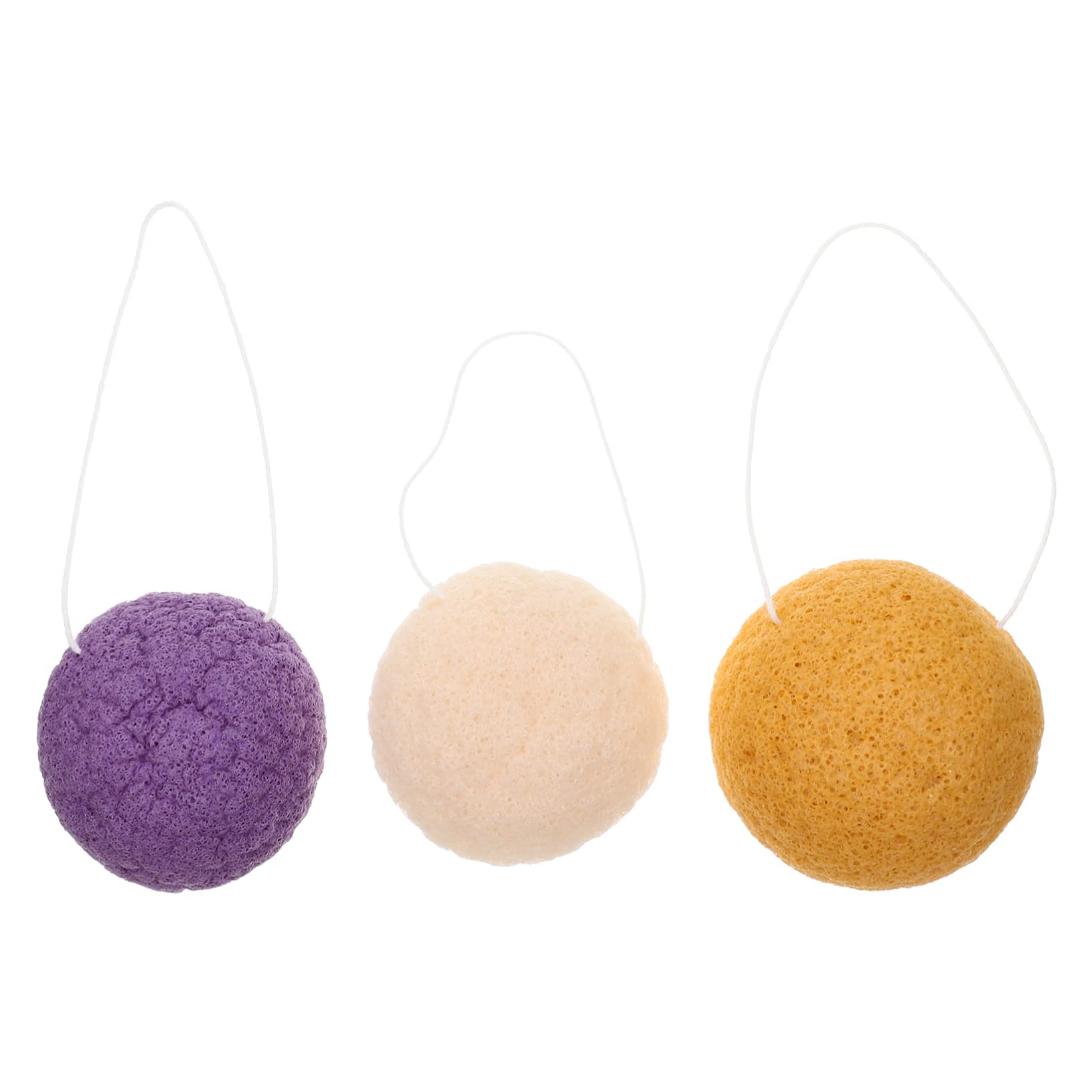 Beaupretty 3pcs Konjac Face Sponge - Bamboo Charcoal Exfoliator for Gentle Skin Cleansing & Care