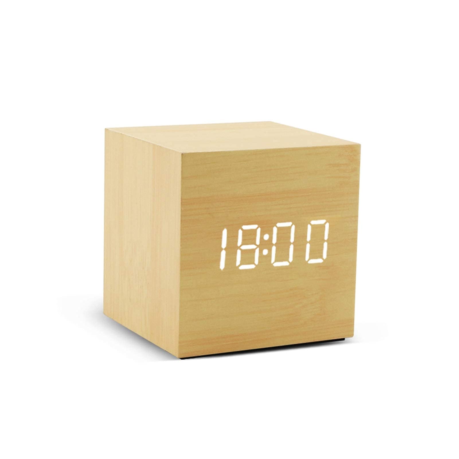 Venuy Wooden LED Alarm Clock with Voice Control - USB/AAA Powered Digital Desktop Clock for Home Decor, Bedroom, Office & Craftwork - Stylish & Functional (Color: 8)