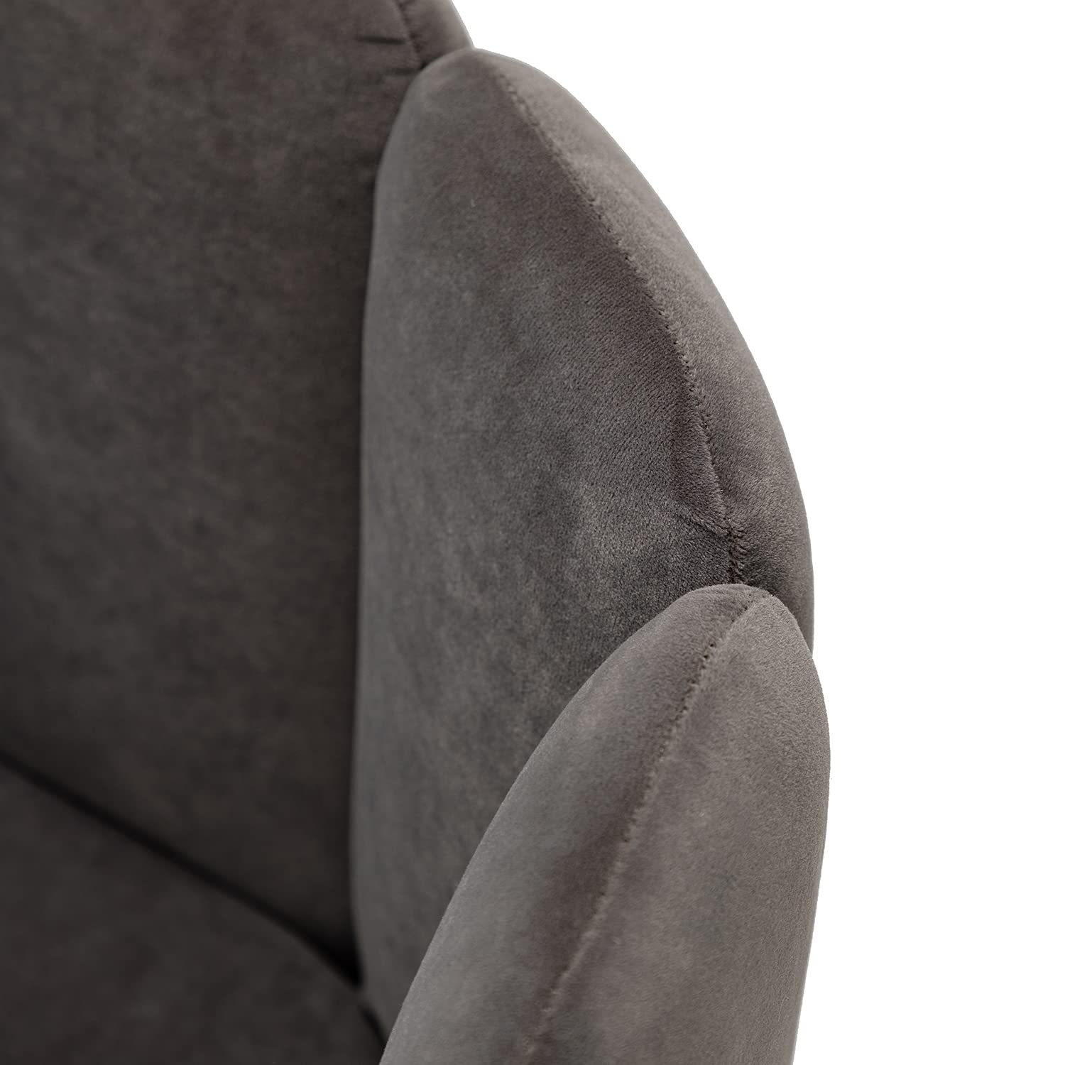 HULALA HOME Velvet Accent Chairs Set of 2 - Modern Upholstered Vanity Chair with Shell Back & Gold Metal Legs for Makeup Room, Living Room, Dining Room - Soft Grey Velvet Lounge Chairs for Bedroom, Office, Dressing Area