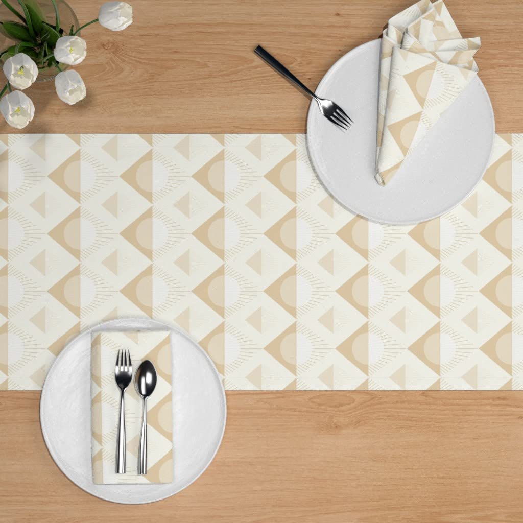 Modern Geometric Diamond Print Cotton Sateen Table Runner 90