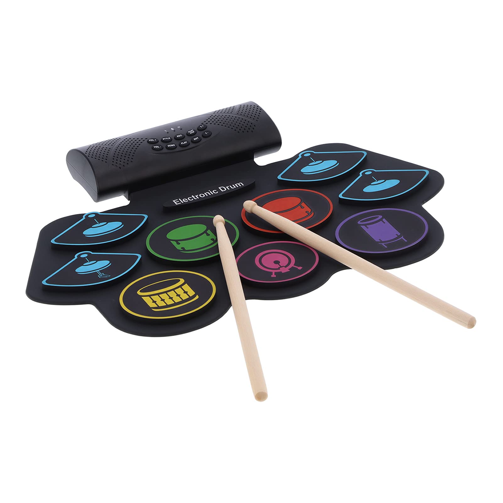 Portable Foldable Silicone Roll-Up Electronic Drum Set - Colorful Hand-Rolled Percussion Instrument with App Control | Perfect Holiday & Birthday Gift for Kids | Great for Home Practice, Travel & Music Education