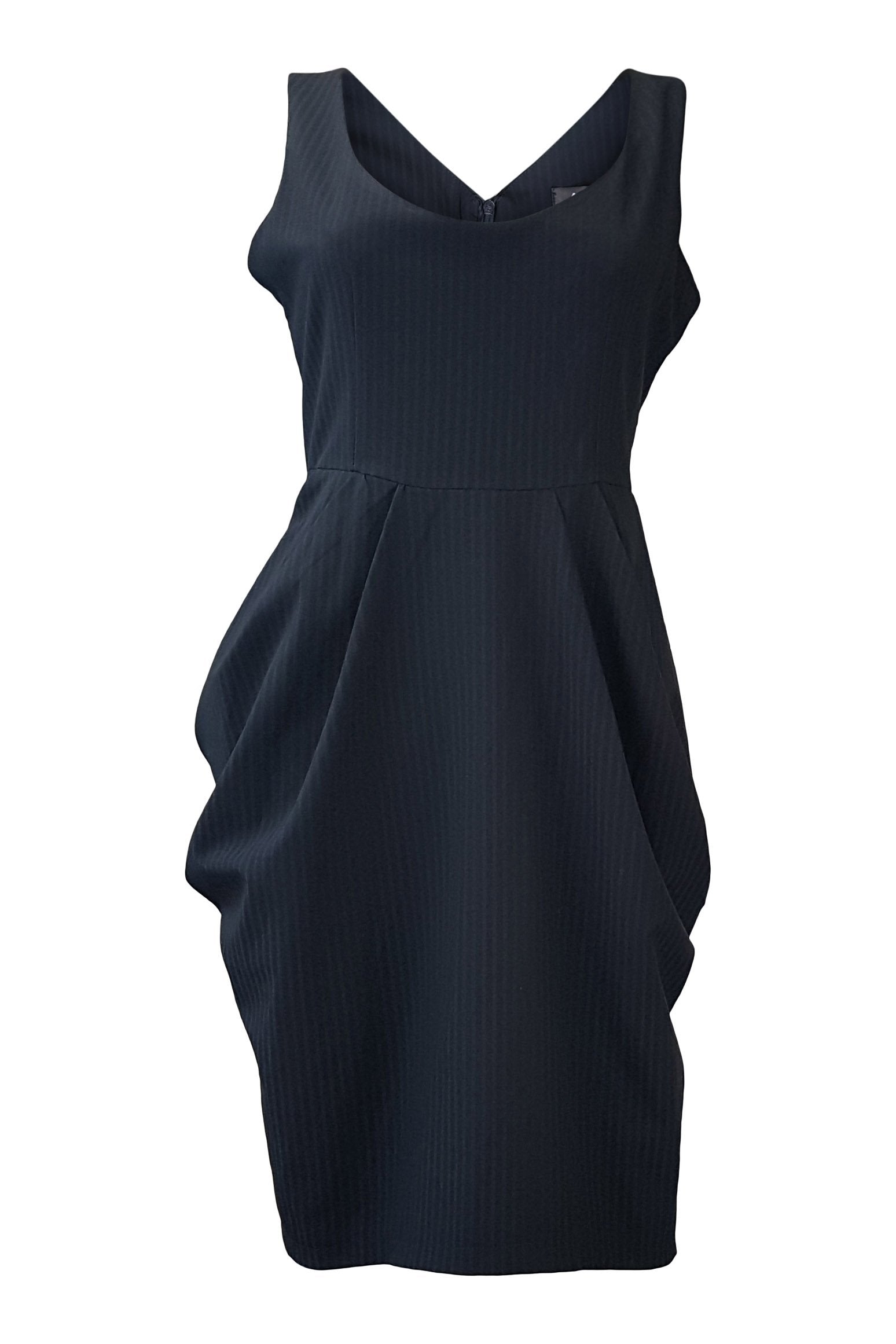AD LIB Black Pin Striped Fitted Dress for Women - Slim Fit Bodycon Party Dress (UK 12/US 8) - Perfect for Cocktail Parties, Date Nights & Office Wear