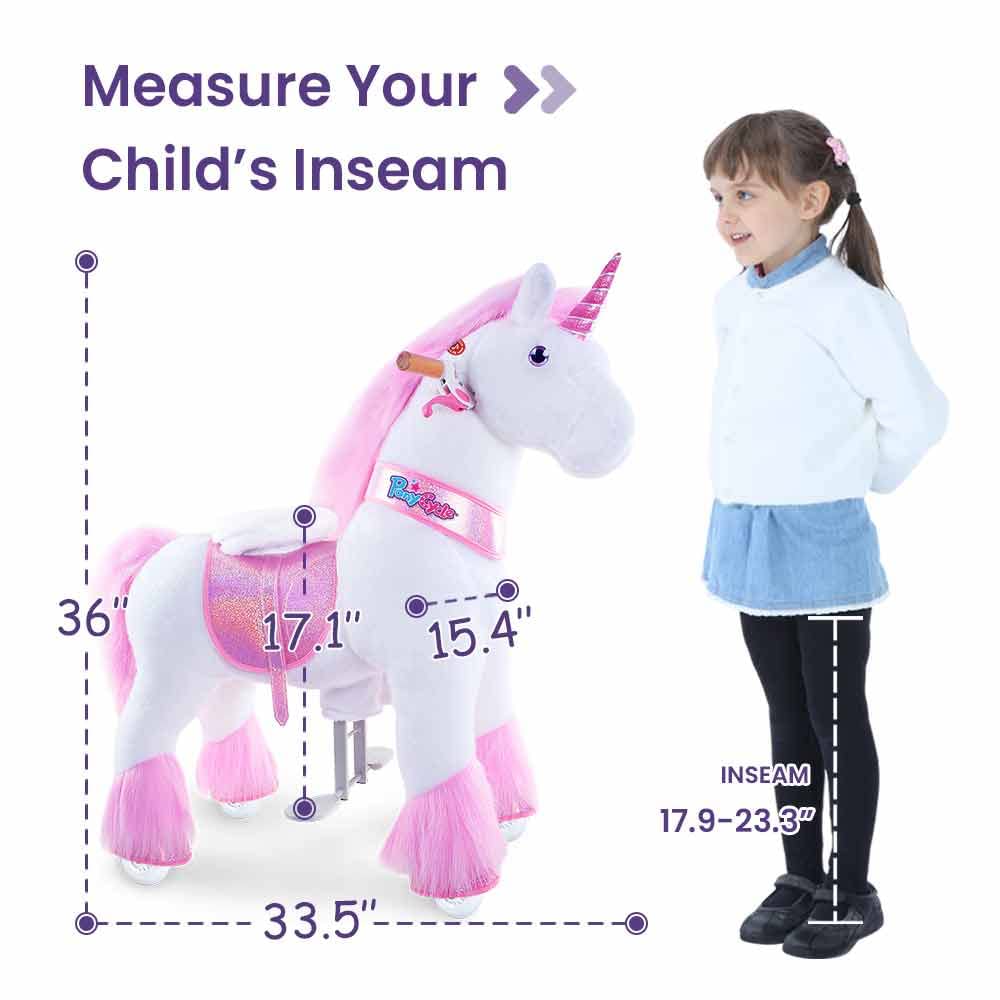 PonyCycle Pink Unicorn Ride-On Toy for Girls - Classic Model U with Brake, 36