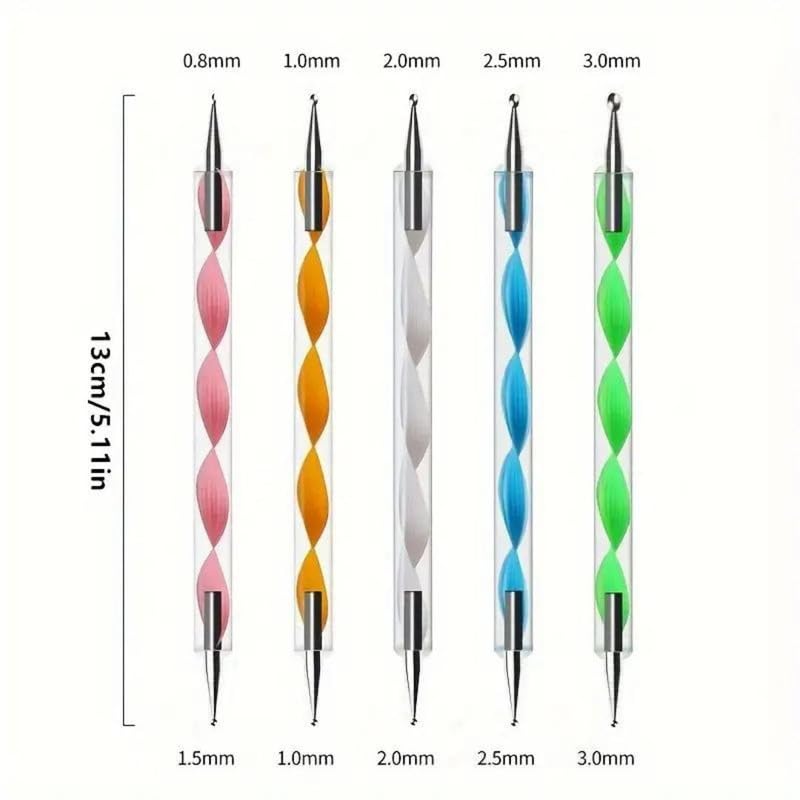 RoyalKart 48 Bottles 3D Nail Art Glitter Rhinestones Sequins Dust Powder Set with 5Pcs Double Sided Dotting Tools - Perfect for DIY Nail Designs, Manicures, Gifts for Women & Girls