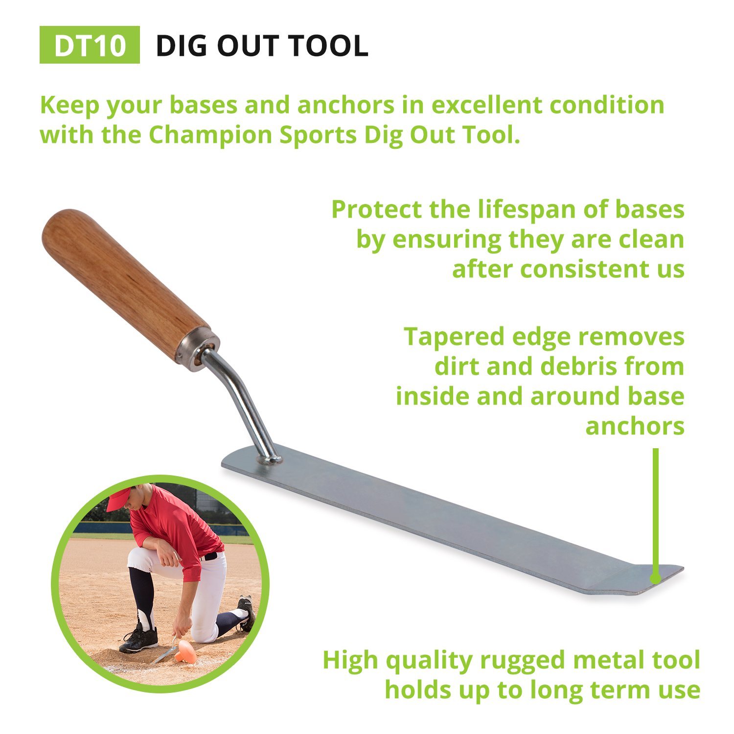 Champion Sports Baseball Dig Out Tool - Durable Field Maintenance Equipment for Baseball & Softball | Perfect for Coaches, Players & Groundskeepers