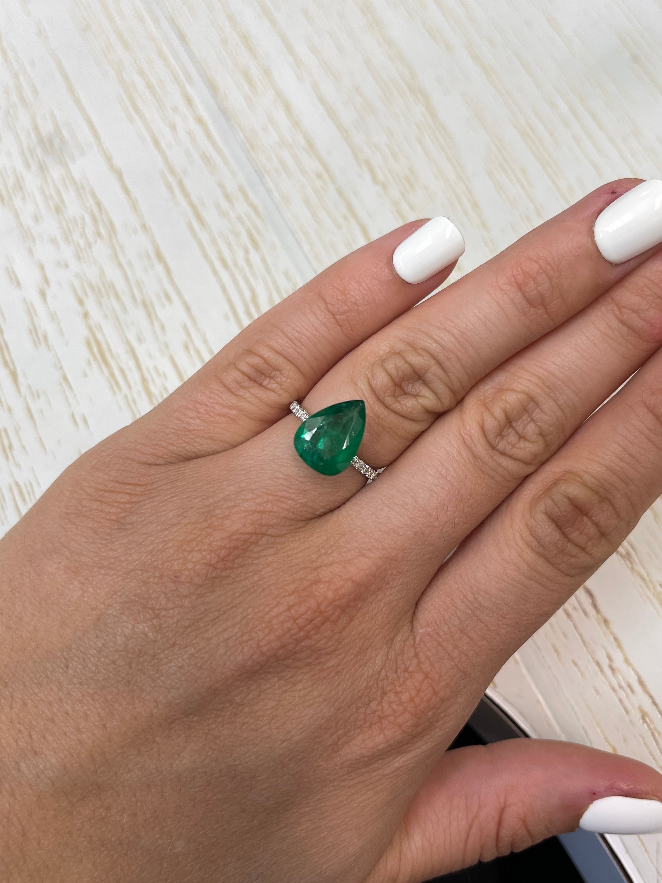 3.78 Carat 14x10mm Deep Green Natural Loose Zambian Emerald Pear Cut Gemstone for Jewelry Making, Engagement Rings & Luxury Gifts