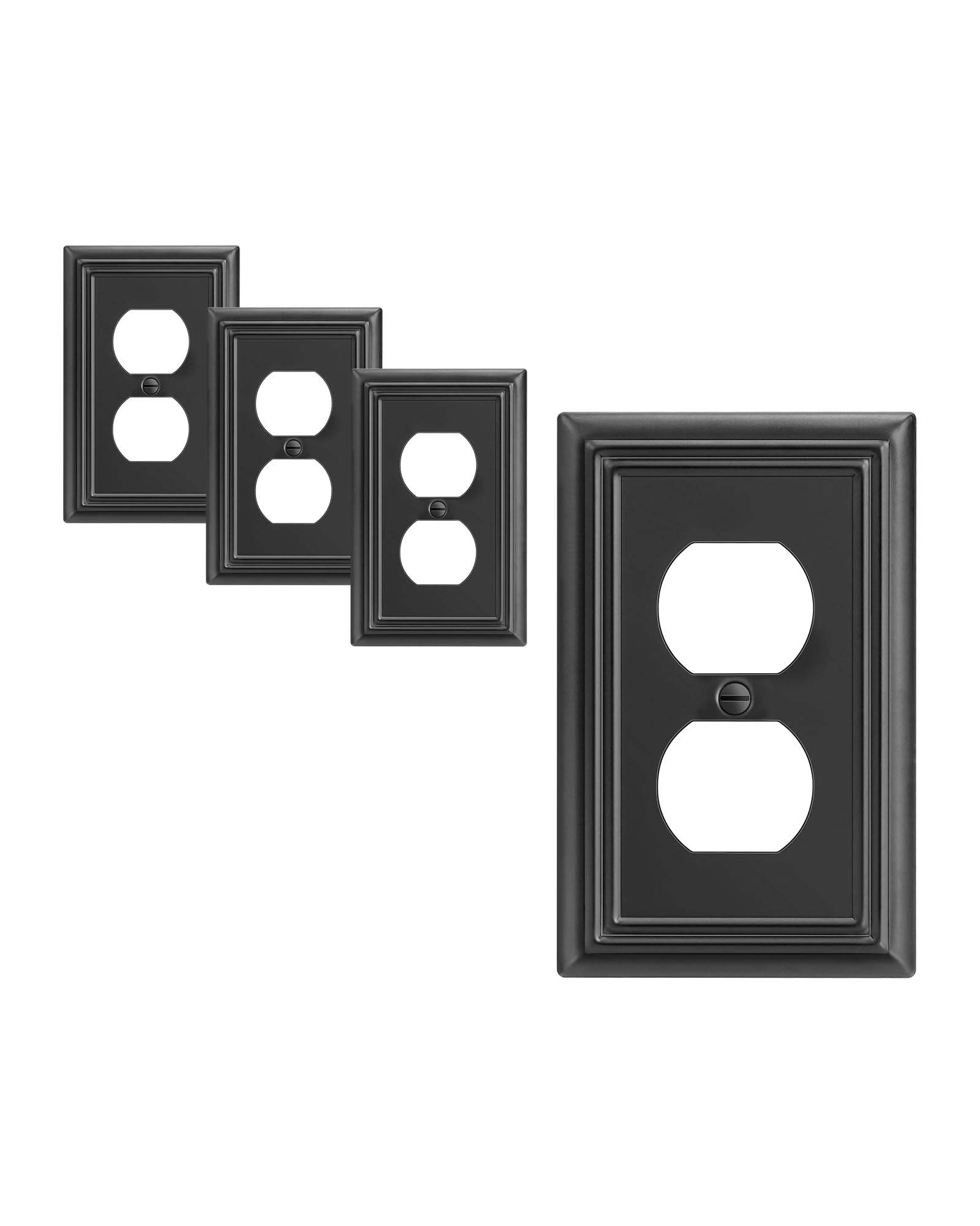 DEWENWILS 4 Pack Black Metal Outlet Covers - 4.88×3.13 Inch Electrical Wall Plates for Kitchen, Living Room & Office - Durable Switch Plate Covers for Home & Commercial Use