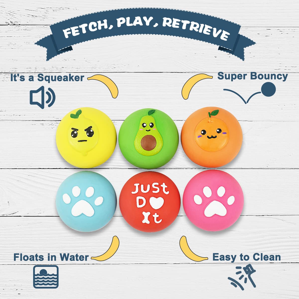 **Durable Squeaky Dog Toys for Small Dogs & Puppies – Soft Latex Rubber Chew Ball with Funny Face, Bouncing & Squeaking Fun – Perfect for Indoor Play, Training & Teething Relief**