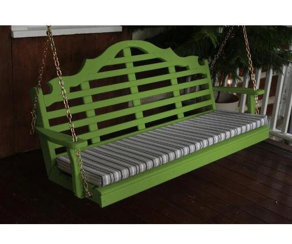 A&L Furniture Yellow Pine Marlboro Swing - Outdoor Porch Swing with Comfortable Cushion for Garden, Patio, and Backyard Relaxation