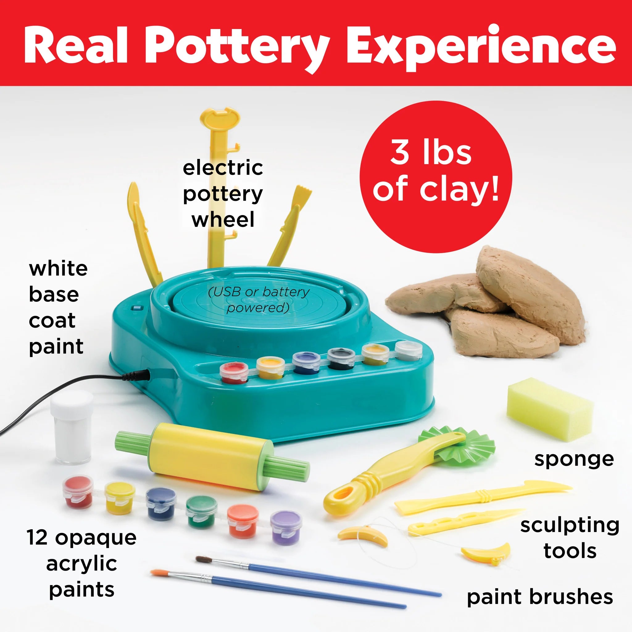 Do Art: Pottery Studio Kit - Premium Ceramic Clay & Tools Set for Beginners & Adults - DIY Pottery Making, Sculpting & Handbuilding - Perfect for Home, Classroom & Art Therapy (36-Piece Set)