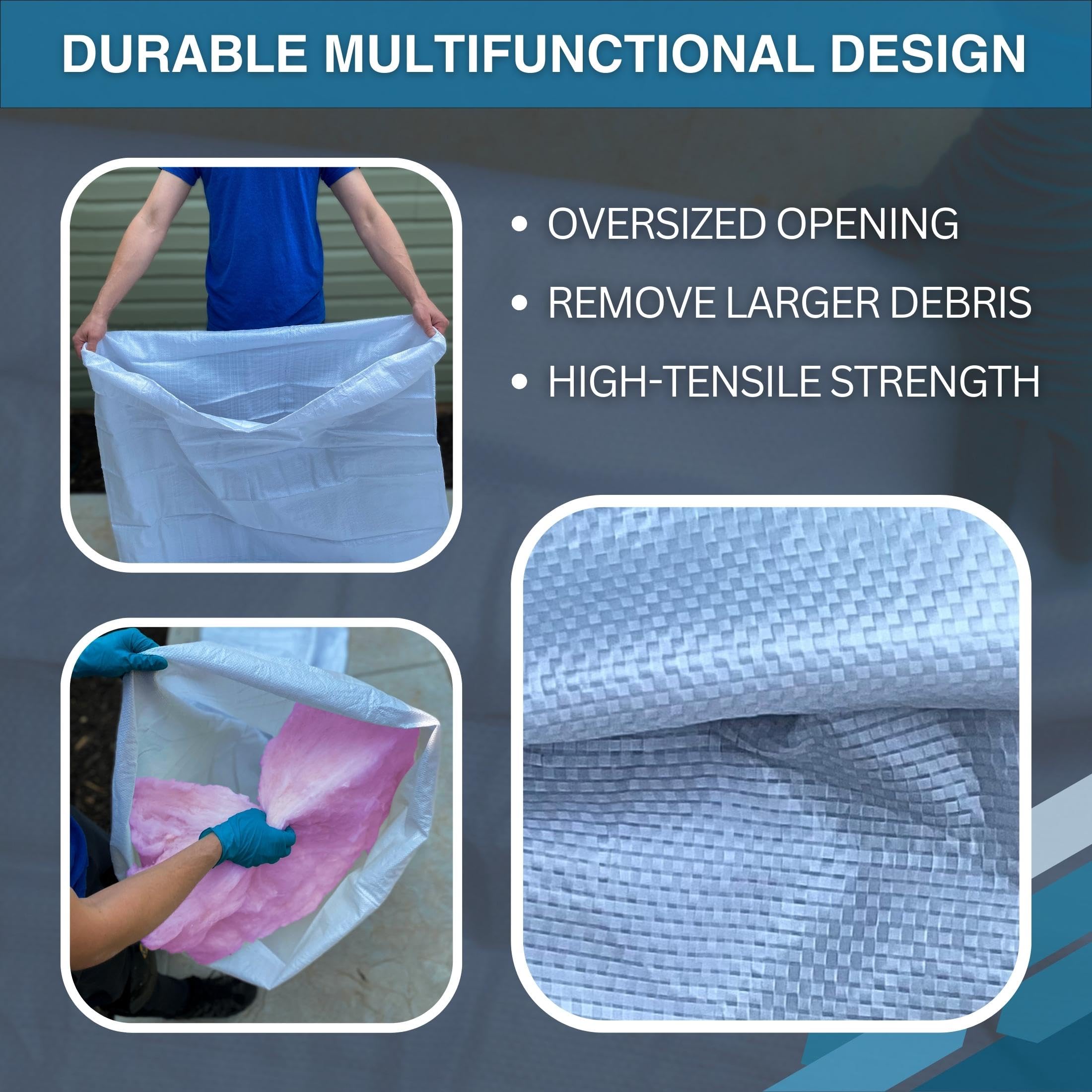 20 Heavy-Duty Insulation Removal Vacuum Bags - Bulldogvacbags - 105 Cubic Ft Capacity, 400 lbs Weight Limit - Perfect for Attic Cleanup, Construction Debris Removal & Home Renovation Projects