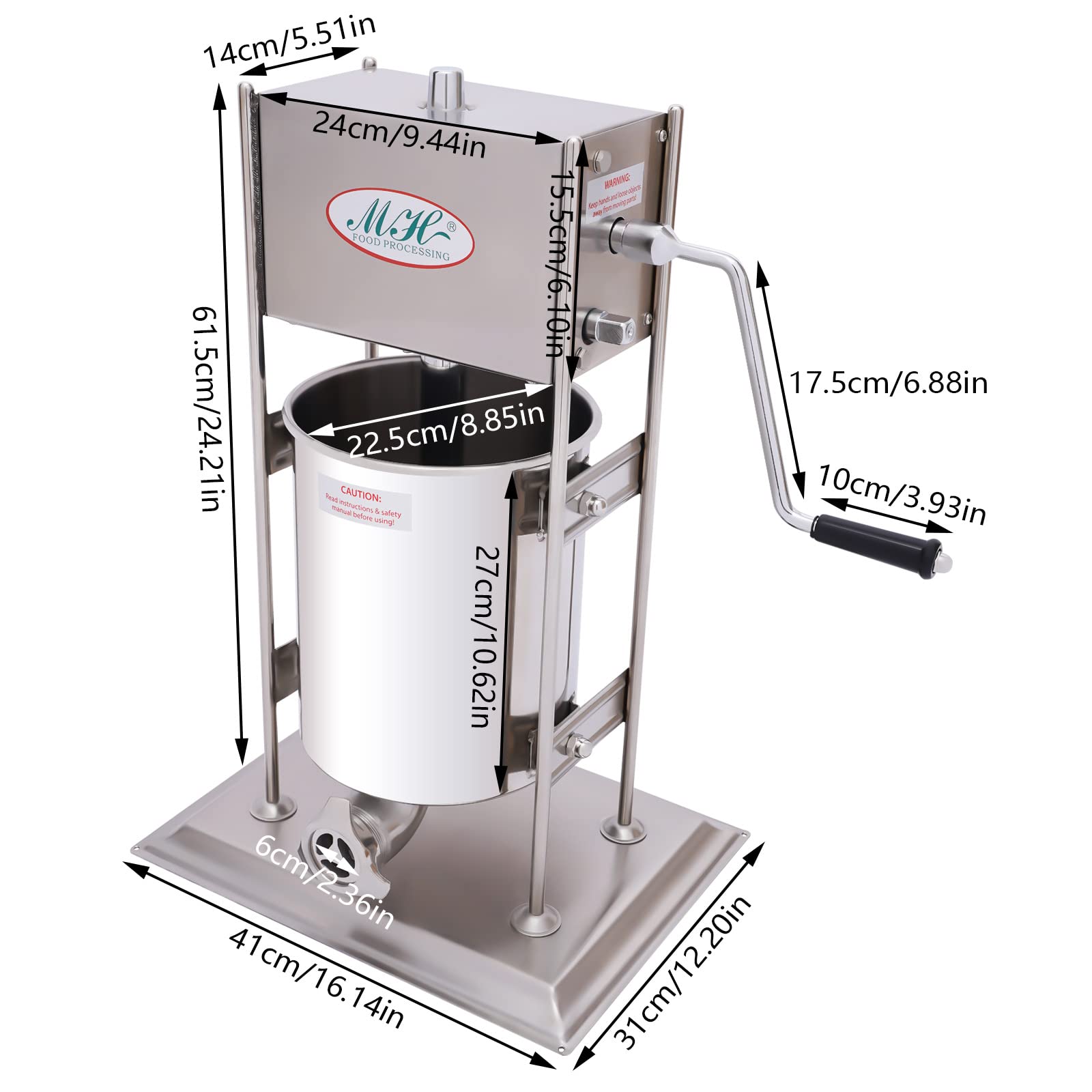 10L Commercial Churros Maker Machine - Vertical Manual Spanish Churro Maker with 4 Nozzles - Doughnut Filler for Restaurants, Cafes & Food Trucks - Perfect for Making Fresh Churros, Spanish Doughnuts & Fried Pastries