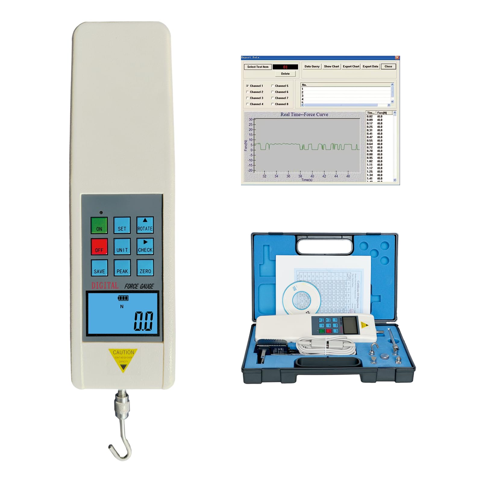 HF-5 Digital Push Pull Gauge Force Tester 5N Capacity with LCD Display - Perfect for Quality Control, Mechanical Testing & Laboratory Measurements