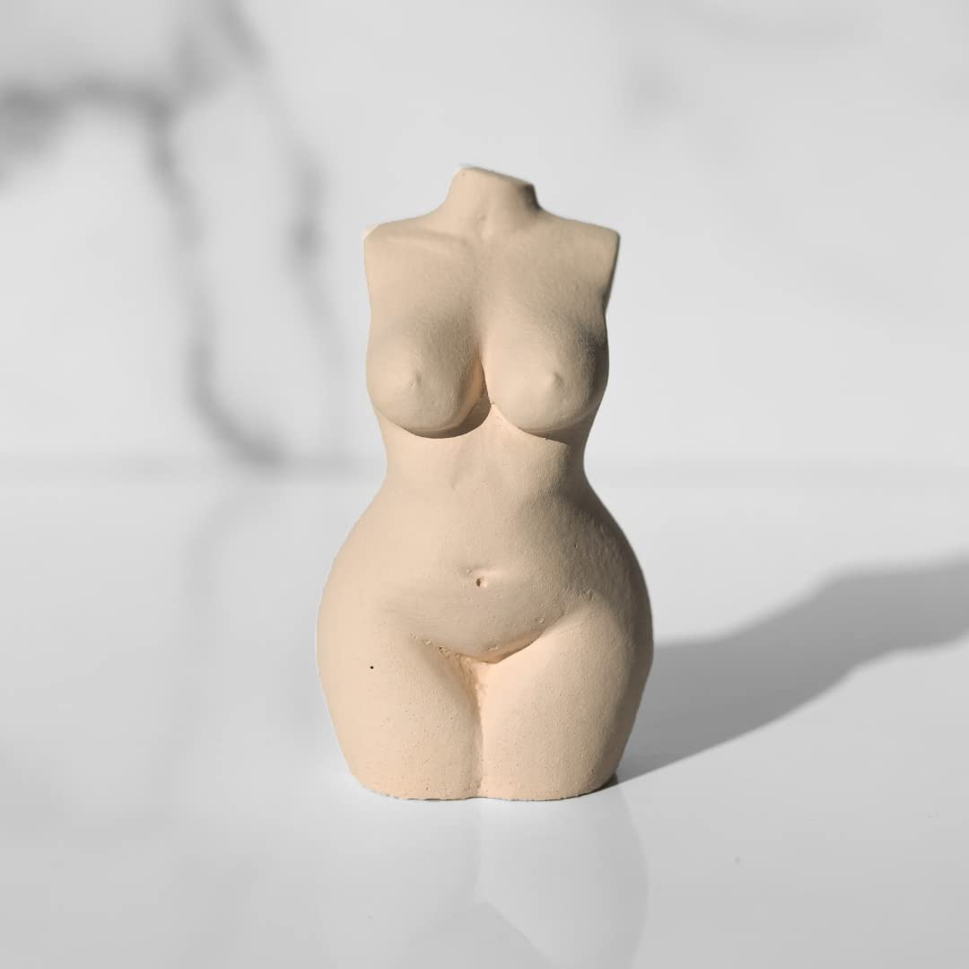 Luna Rose Concrete Goddess Statue - Minimalist Home Decor for Living Room, Bathroom & Vanity | Bohemian Style Indoor Statue for Meditation Spaces & Yoga Studios