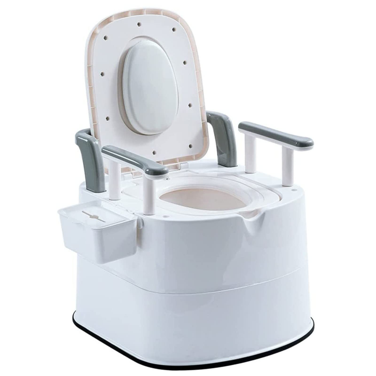 LXBH Heavy Duty Bariatric Commode Chair 500 lbs Capacity - Extra Wide Bedside Toilet with Padded Seat & Back Support - Stand Alone & Over-The-Toilet Commode (White/Gray) - Ideal for Elderly Care, Post-Surgery Recovery & Home Healthcare