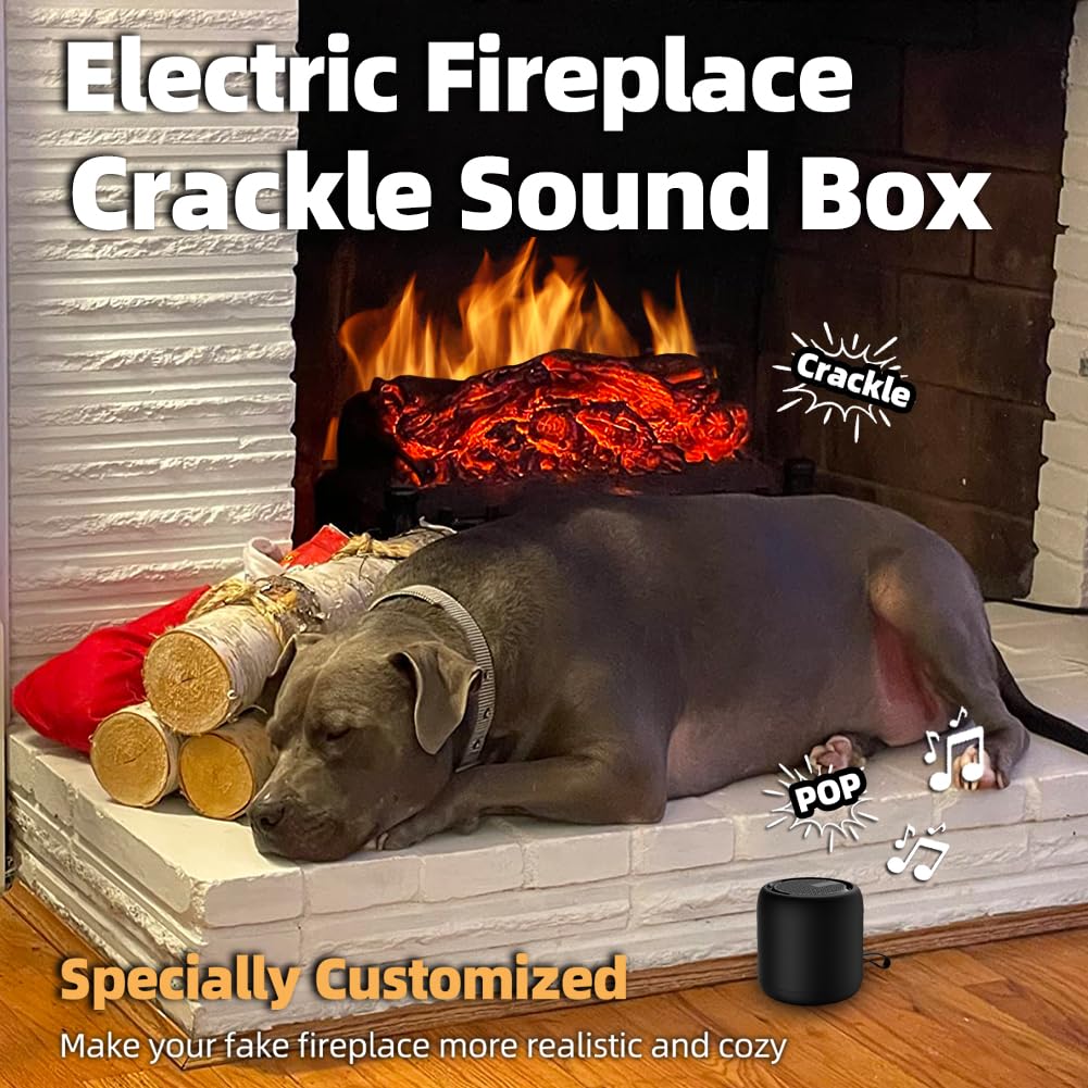 Realistic Fireplace Crackler Sound Box with Remote - 2-in-1 Rechargeable Fire Crackling Sound Machine for Electric & Gas Fireplaces | Perfect for Home Relaxation, Meditation & Cozy Winter Nights