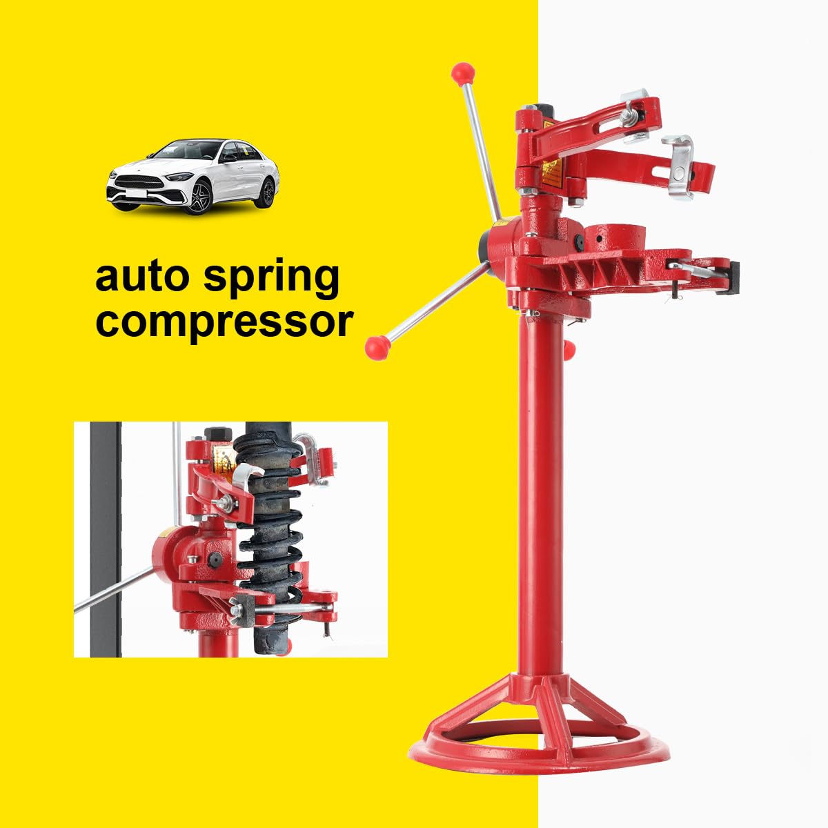 Auto Spring Compressor Tool - Heavy Duty 20 Inch Max Height Strut Coil Spring Press for Car Suspension Repair | Hand Operated Shock Spring Compressor Kit | Perfect for DIY Mechanics & Professional Auto Shops