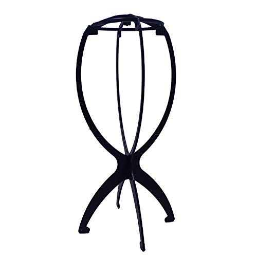 Black Wig Display Stand - Adjustable & Portable Wig Holder for Wet or Dry Wigs - Perfect for Salon, Cosplay, and Home Storage
