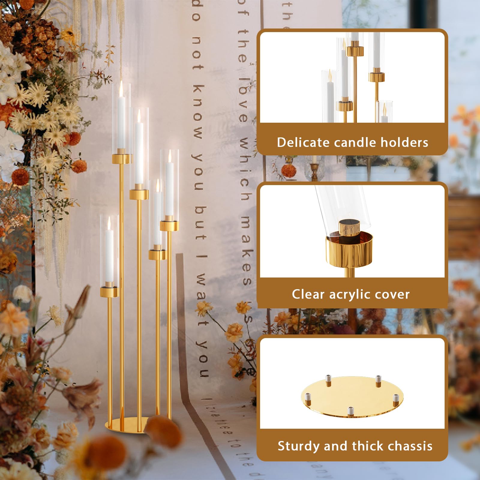 5-Arm Gold Floor Candelabra 42.5