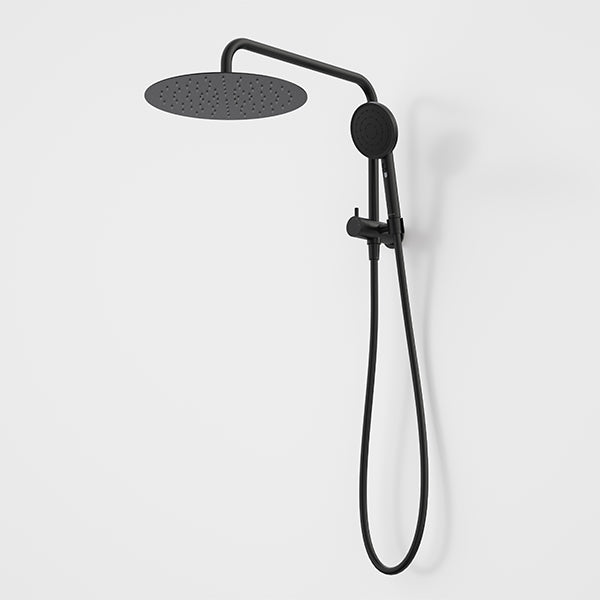 Caroma Urbane II Compact Twin Shower Head in Matte Black - Water Saving Bathroom Fixture for Small Spaces & Modern Homes