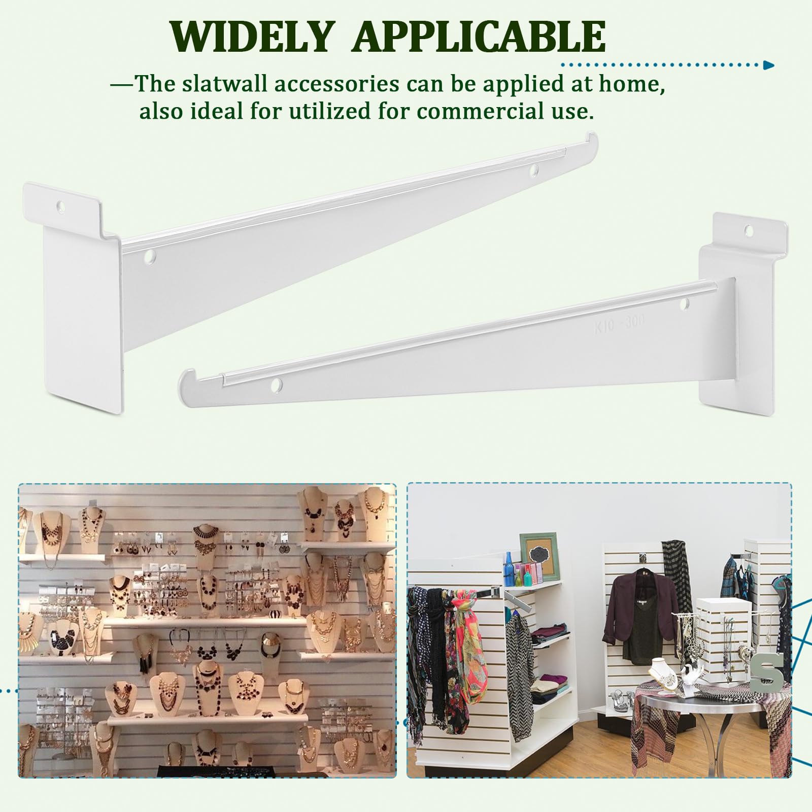 10-Pack Heavy Duty 6-Inch Slatwall Shelf Brackets with Lip - Metal Slatwall Accessories for Shelving Display in Home & Commercial Use - Perfect for Retail Stores, Garages, and Closets