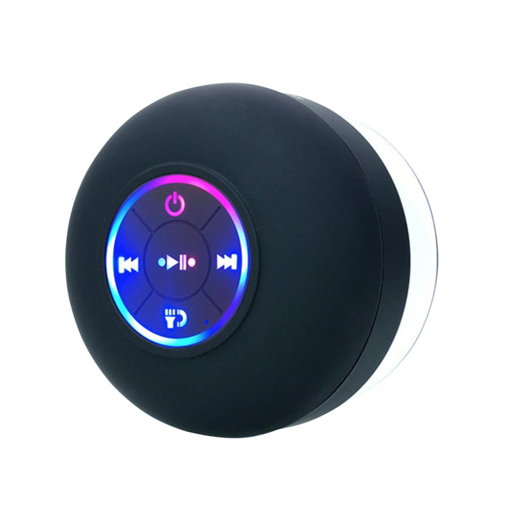 **Waterproof Bluetooth Shower Speaker with Colorful LED Lights, Built-in Mic & Suction Cup - Hands-Free Speakerphone, IPX4 Rated, Bluetooth 5.0 (Black) - Perfect for Bathroom, Pool, Beach & Outdoor Adventures**
