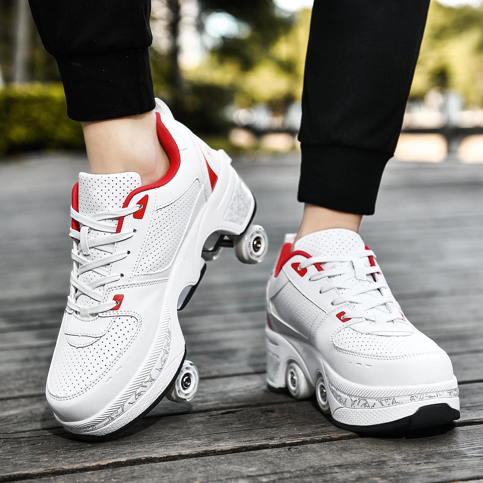 Women's & Kids' Convertible Roller Skate Shoes - 4 Wheel Adjustable Roller Skates Sneakers for Girls & Boys | Outdoor, Indoor, Park & Rink Skating Fun