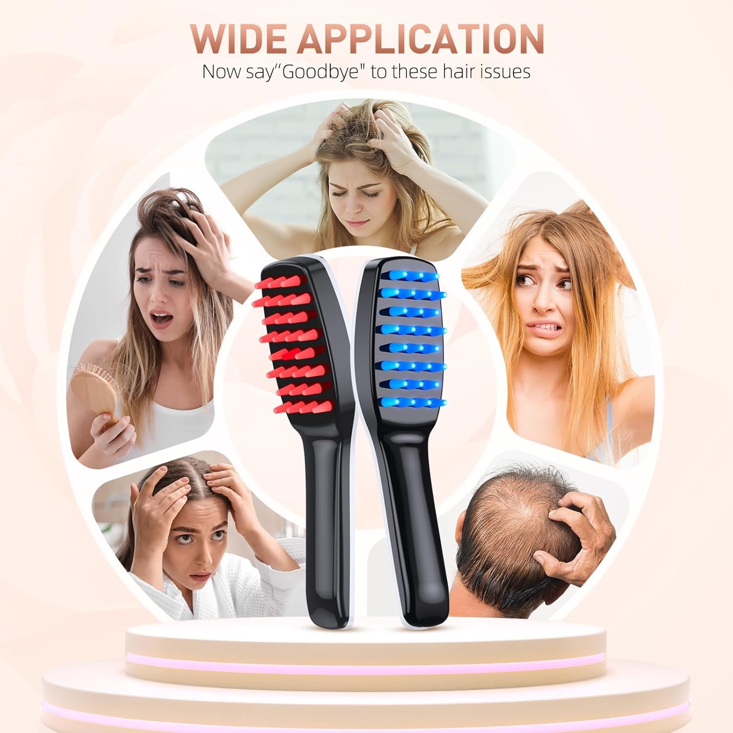 WBC WORLDBEAUTYCARE LED Laser Hair Growth Comb - Professional Hair Regrowth Therapy Device, Electric Scalp Massager for Thinning Hair Treatment & Hair Thickening | At-Home Hair Care Solution for Men & Women | Perfect for Daily Scalp Stimulation & Hair Follicle Activation