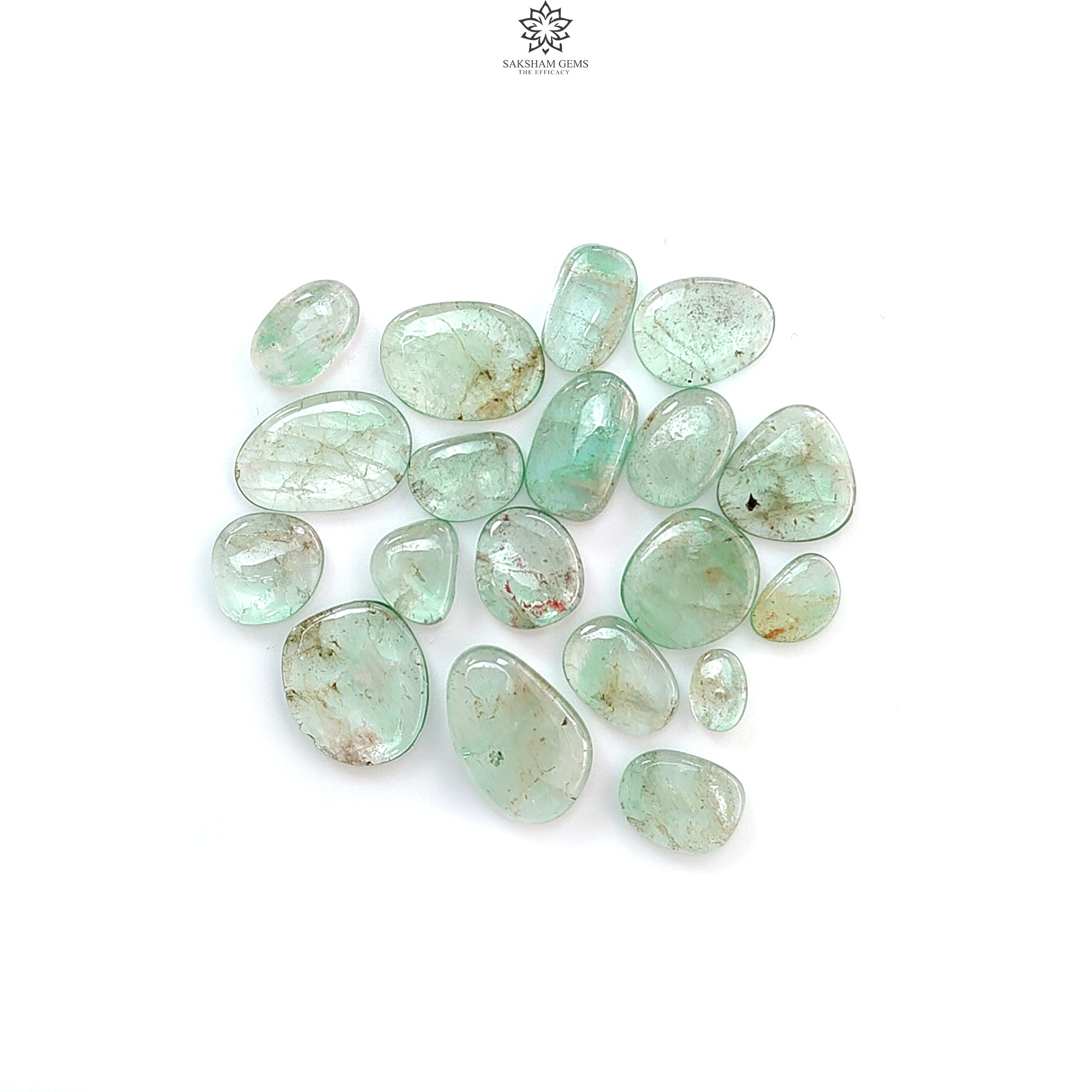 Natural Untreated Emerald Gemstone Cabochon - 16pcs/19pcs Fancy Shape May Birthstone for Jewelry Making, Rings, Necklaces & DIY Crafts