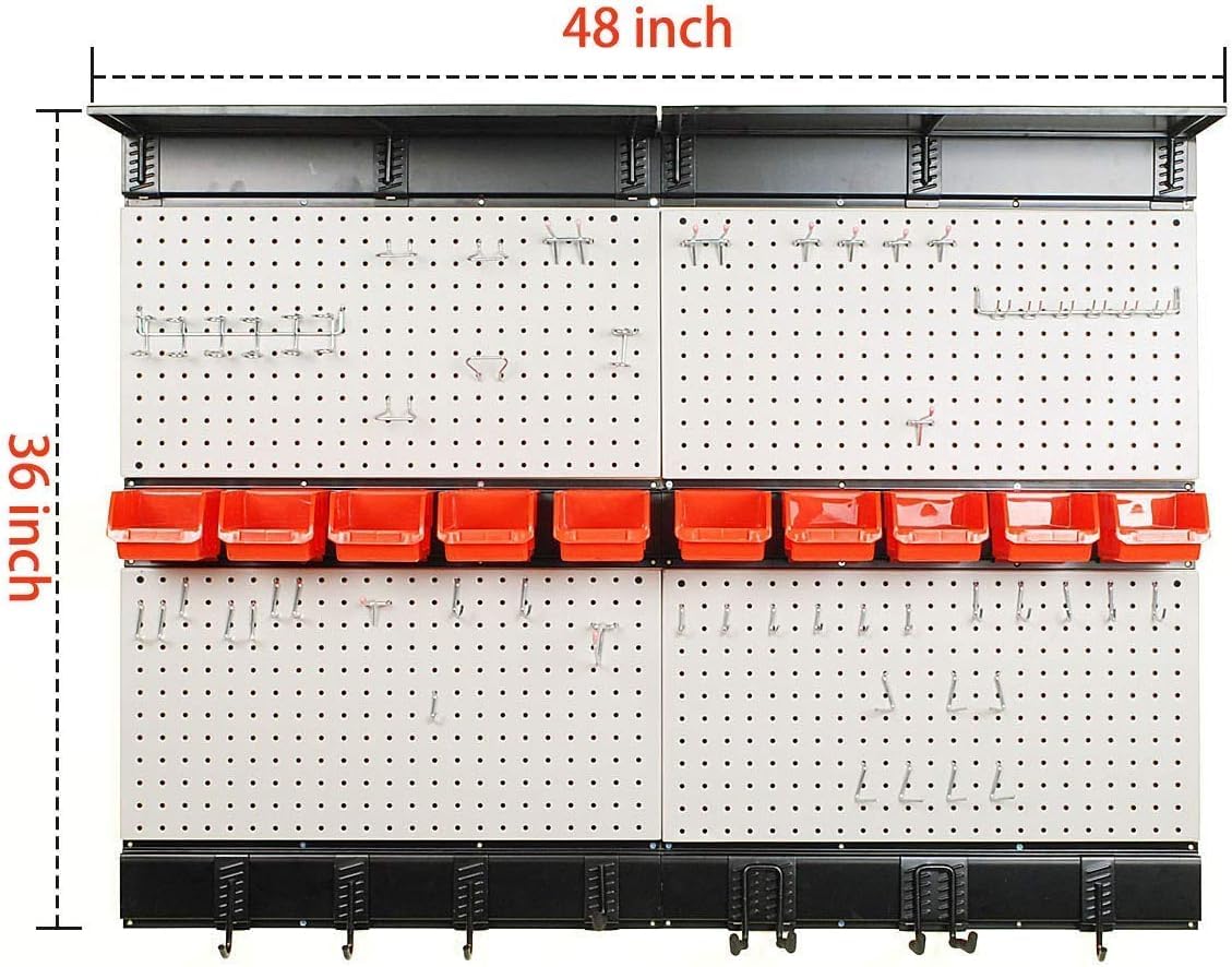 Ultrawall Pegboard Wall Organizer - 48x36 Inch Garage Storage Panel with Hooks & Storage Bins - Heavy Duty Tool Board for Workshop, Garage & Home Organization - Includes 72pcs Accessories