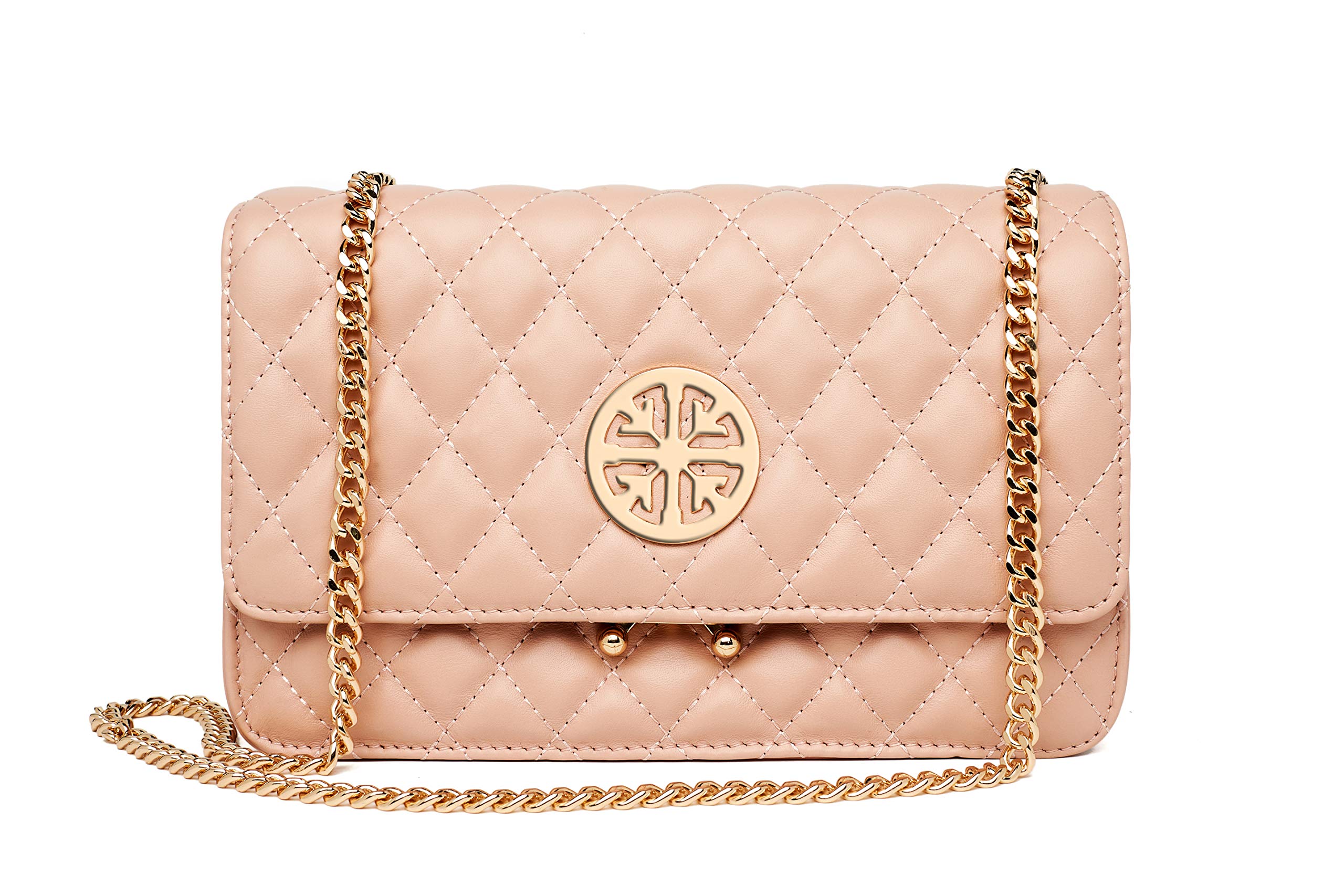 Chrysansmile Genuine Leather Quilted Crossbody Bag for Women - Stylish Shoulder Purse with Detachable Chain - Perfect for Work, Travel & Evening Out