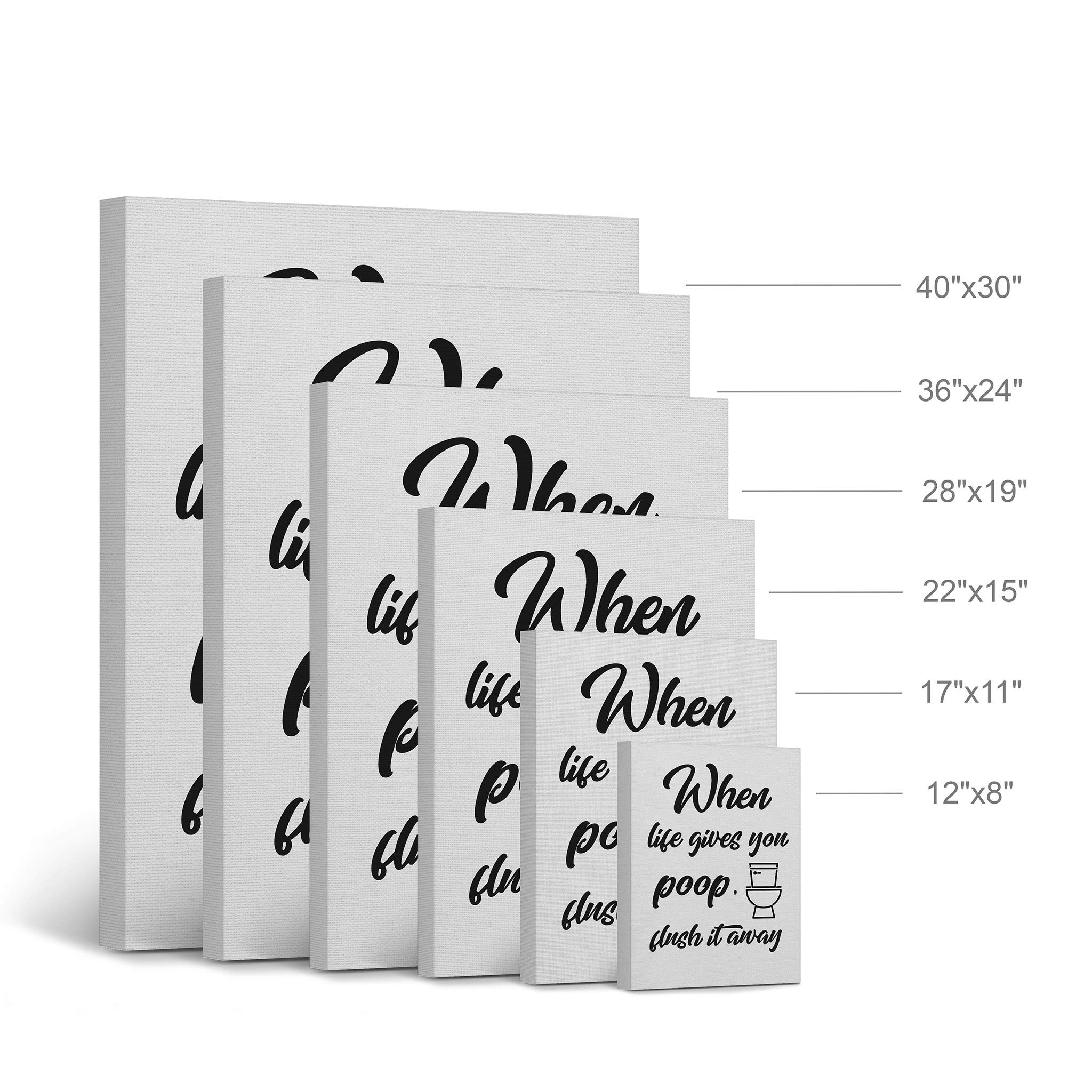 Funny Bathroom Wall Art - 'When Life Gives You Poop, Flush It Away' Canvas Print - 36x24 Ready to Hang Toilet Humor Decor - Made in USA - Perfect for Bathrooms, Powder Rooms & Home Decor