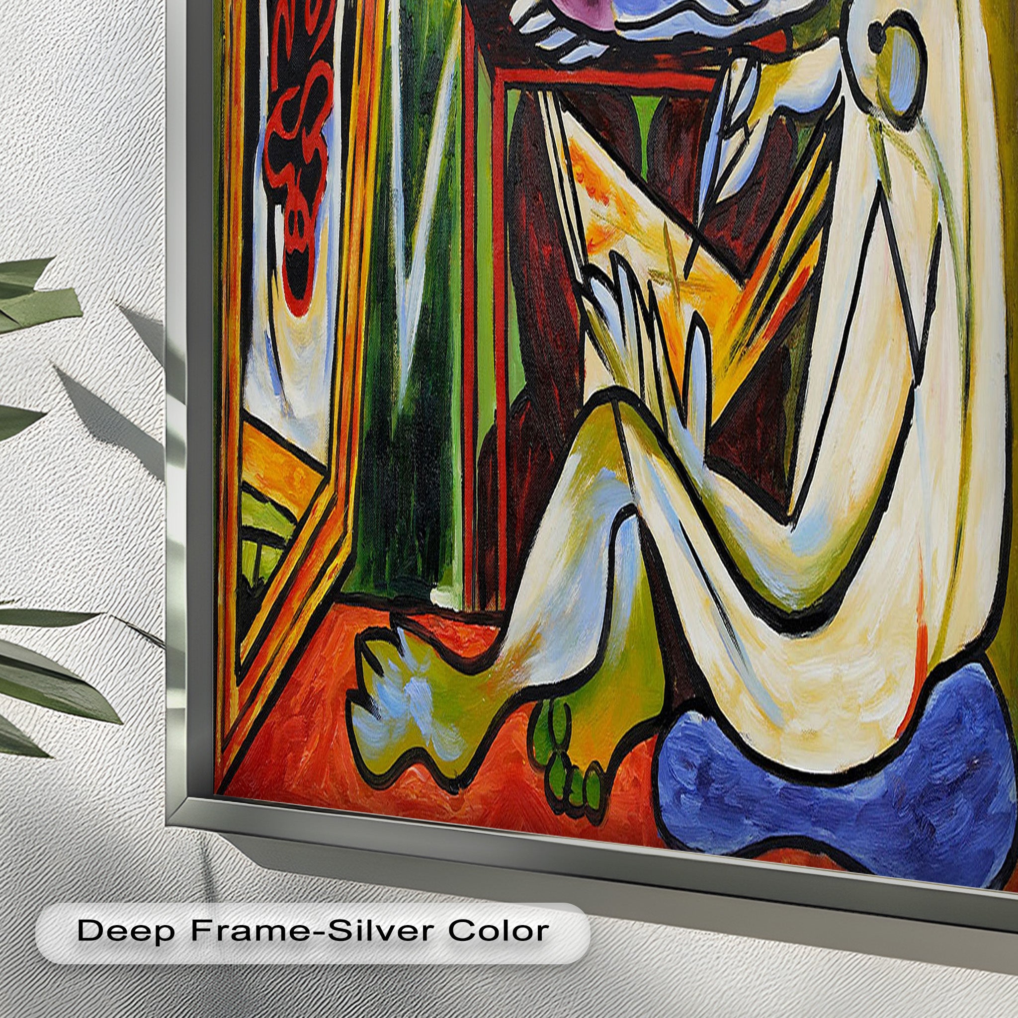 Abstract Interior Scene Picasso Style Oil Painting - Handmade Wall Art for Living Room, Bedroom & Office Decor