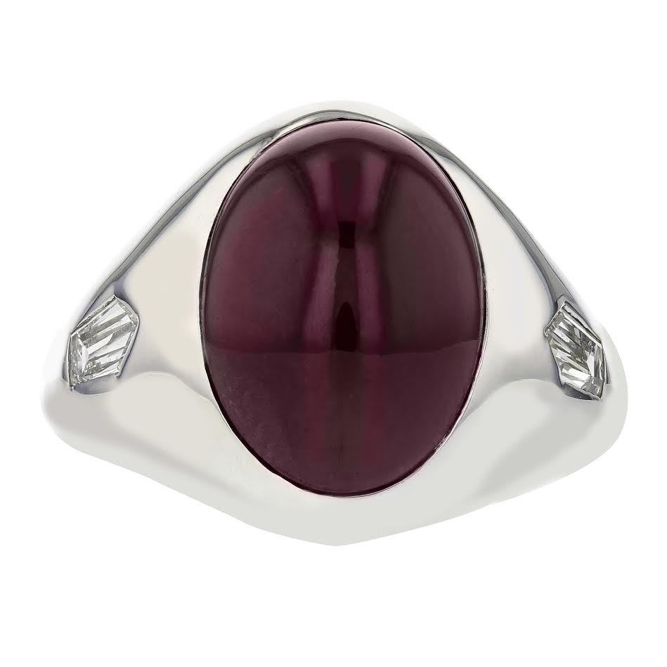18KT White Gold Men's Ruby and Diamond Ring - 16.80 CT Ruby & 0.78 CTW Diamonds - Luxury Wedding Band, Anniversary Gift, or Engagement Ring for Him