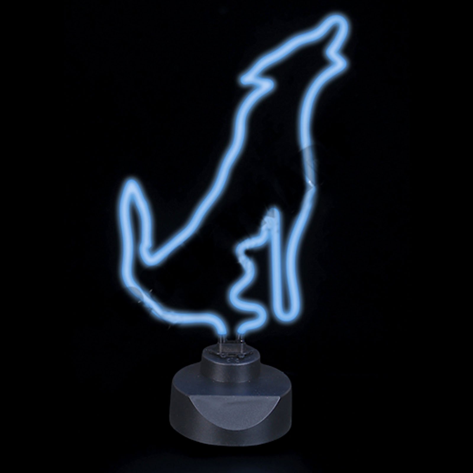 Howling Wolf Neon LED Desk Lamp - Blue Glow Night Light for Bedroom, Gaming Room & Office Decor - Cool Neon Sign for Home & Bar Aesthetic