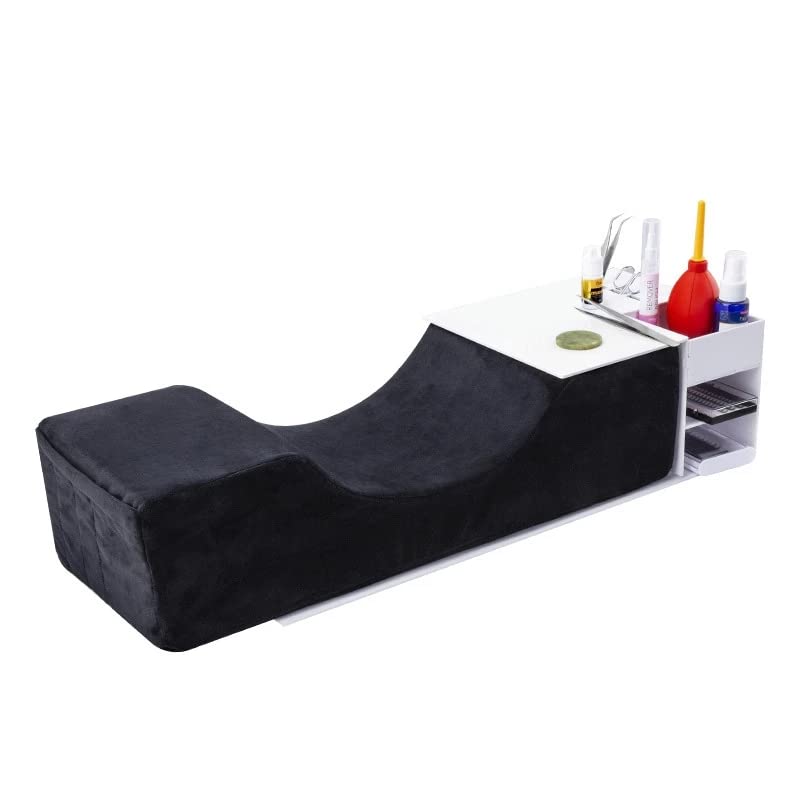 Koolouispoper Grafted Eyelash Extension Pillow - U-Shaped Memory Foam Neck Support for Lash Technicians & Makeup Artists - Salon Comfort with Storage Pocket (Black) - Perfect for Eyelash Extensions, Microblading & Beauty Treatments